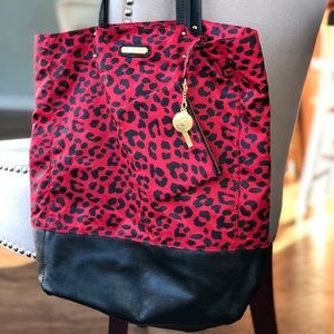 Amazing Rebecca Minkoff Leopard red tote + pouch